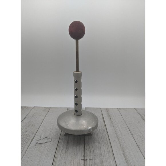 Red Painted Wood Handled Nut Food Chopper Spring No Jar - Picture 1 of 7